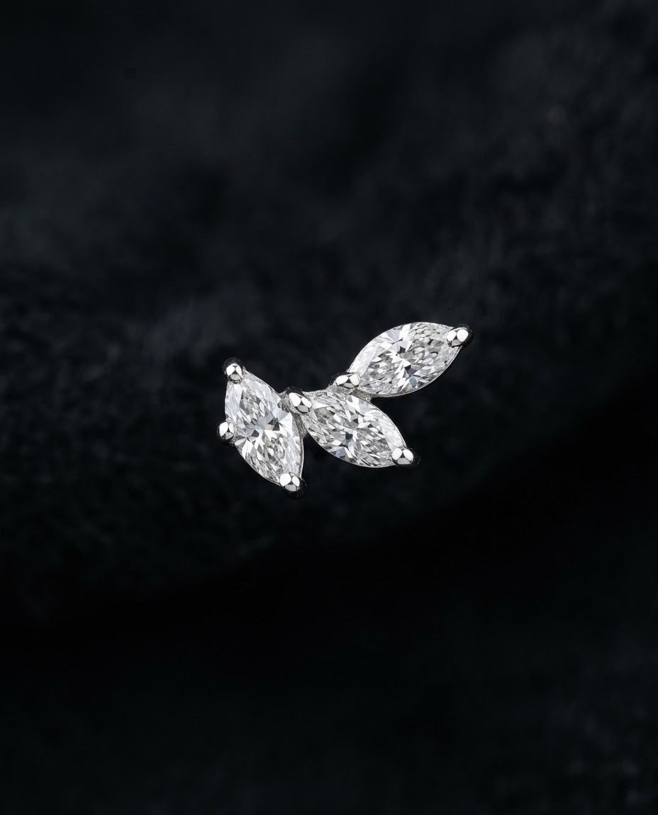 Trinity Marquise 18K Solid Gold Earring