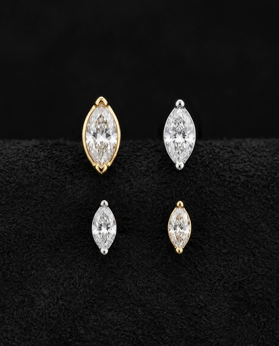 Marquise 18K Solid Gold Earring
