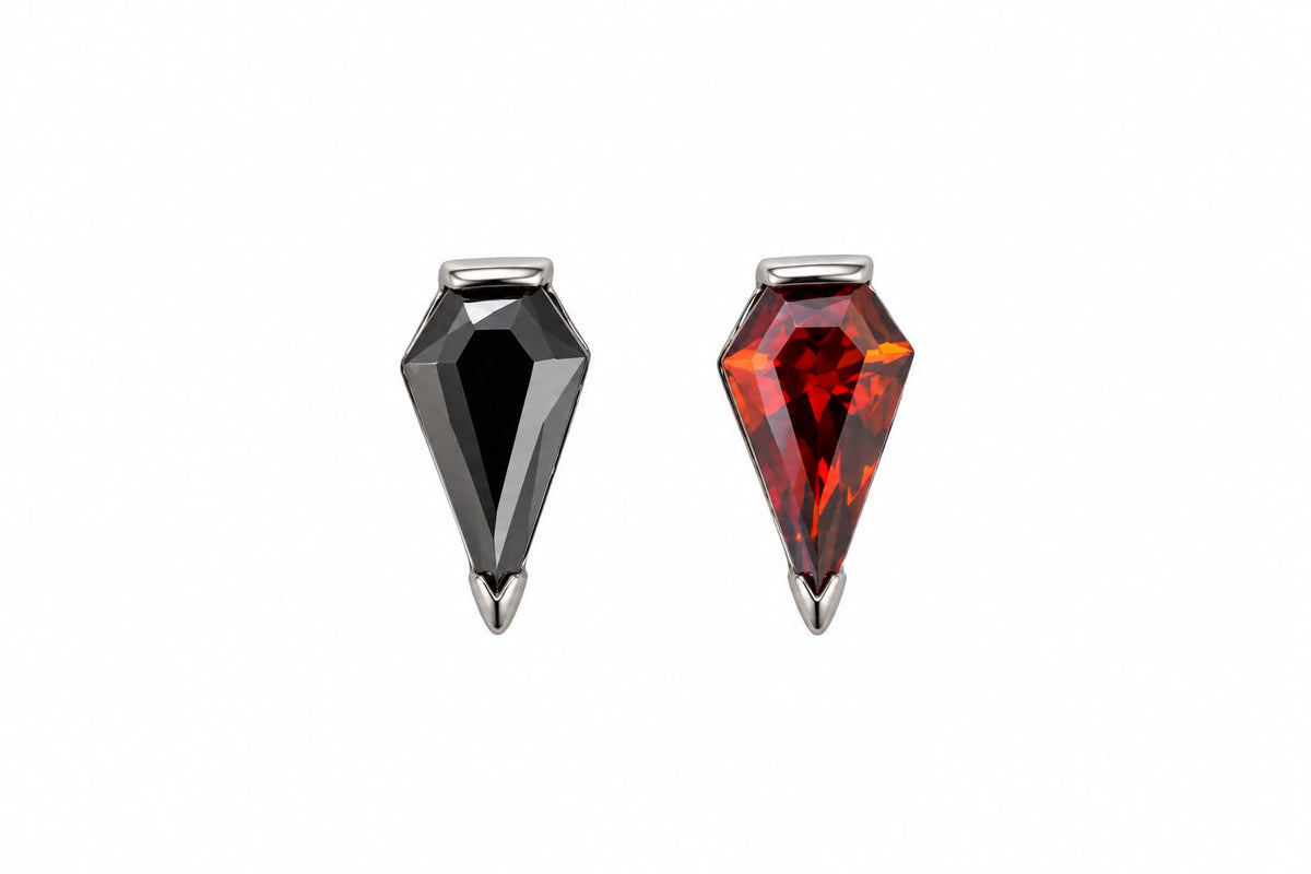 Titanium Coffin Gem Earring