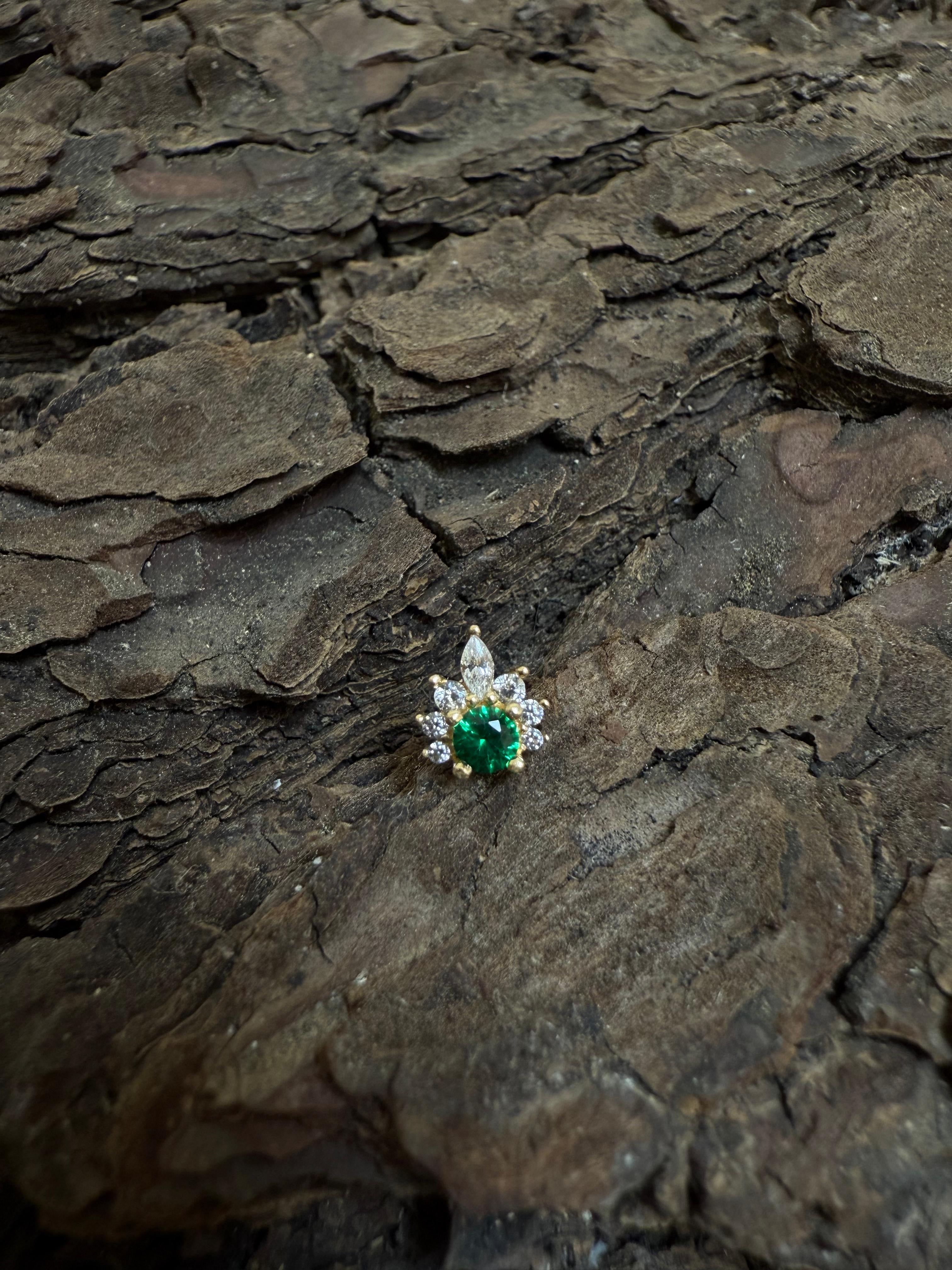 Gold Emerald Empress Earring