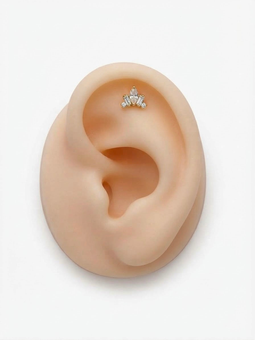 Crystal Mini-crown Titanium Earring