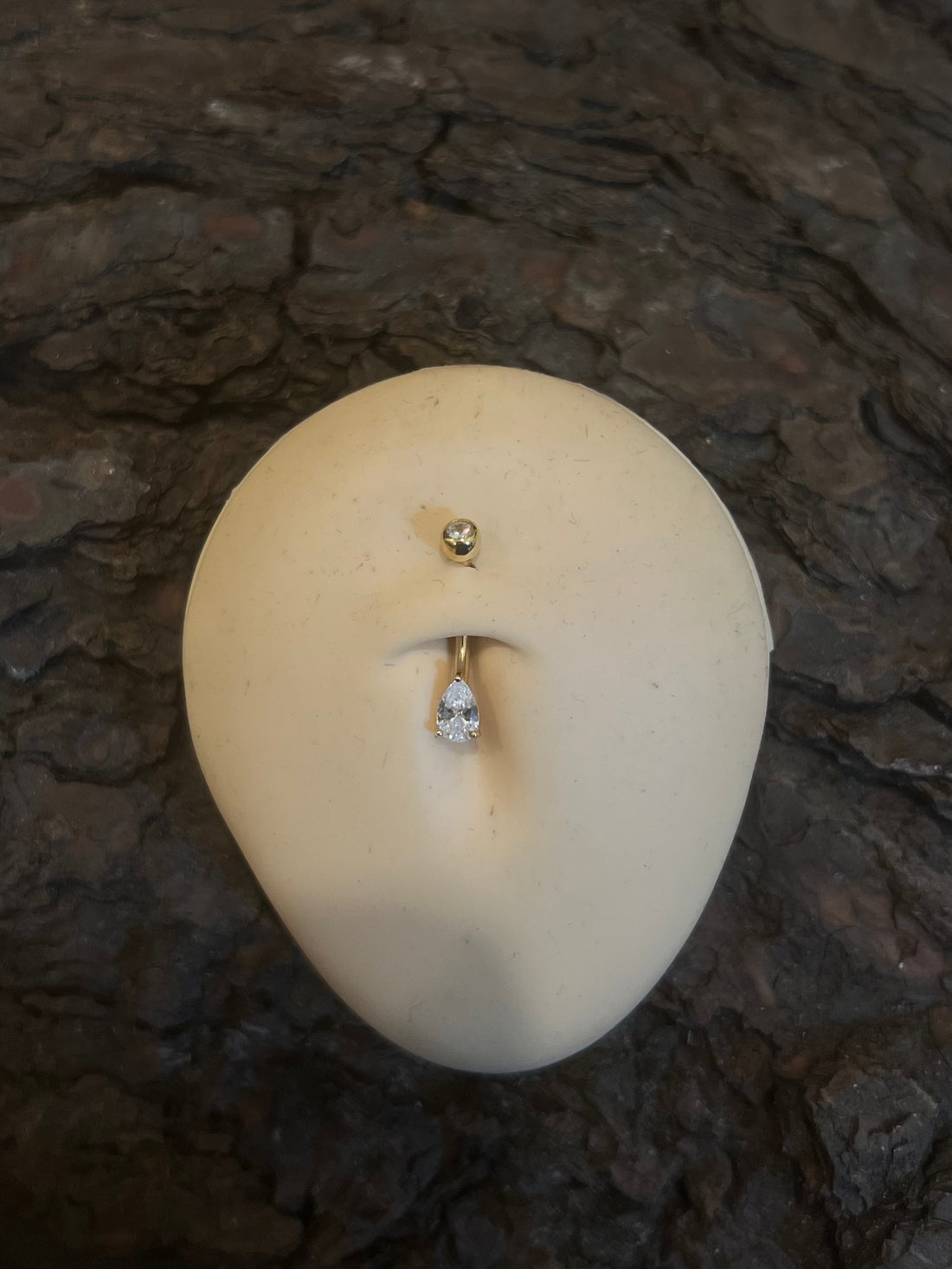 18K Solid Gold Tiny Pear Belly Piercing