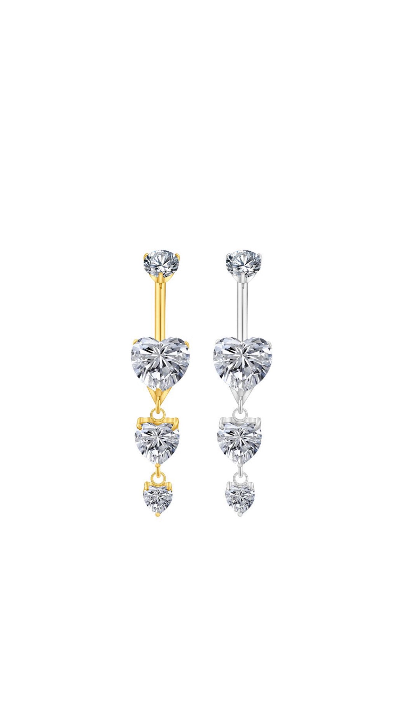 Titanium Belly Dangling Hearts