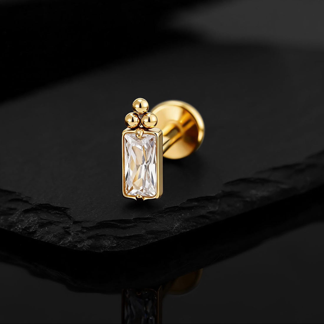 Titanium Victorian Baguette Earring
