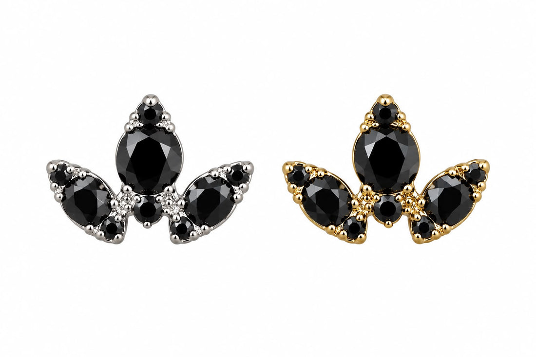 Titanium Imperial Black Tiara Earring