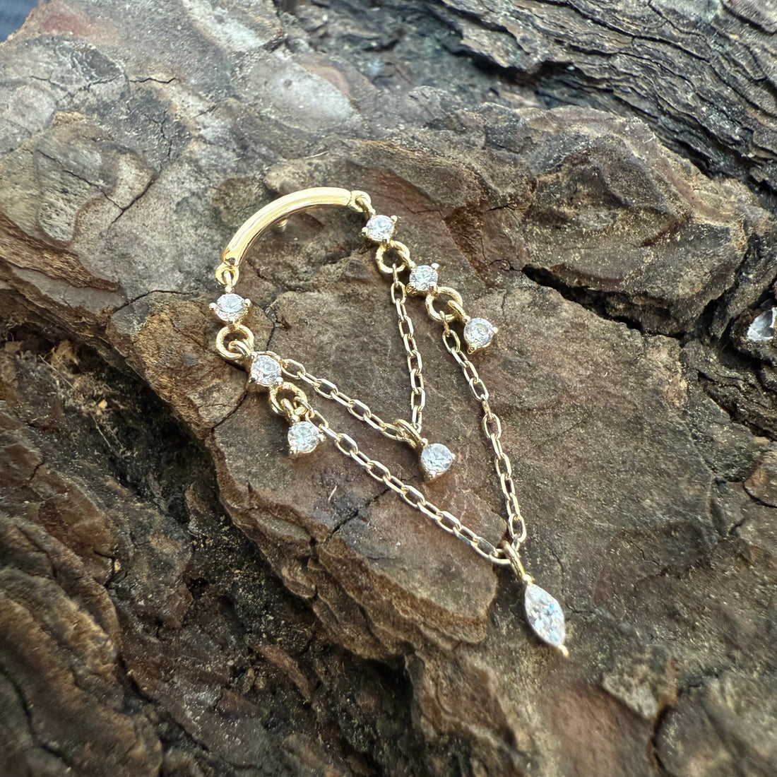 Gold Stellar Drape Dermal Top