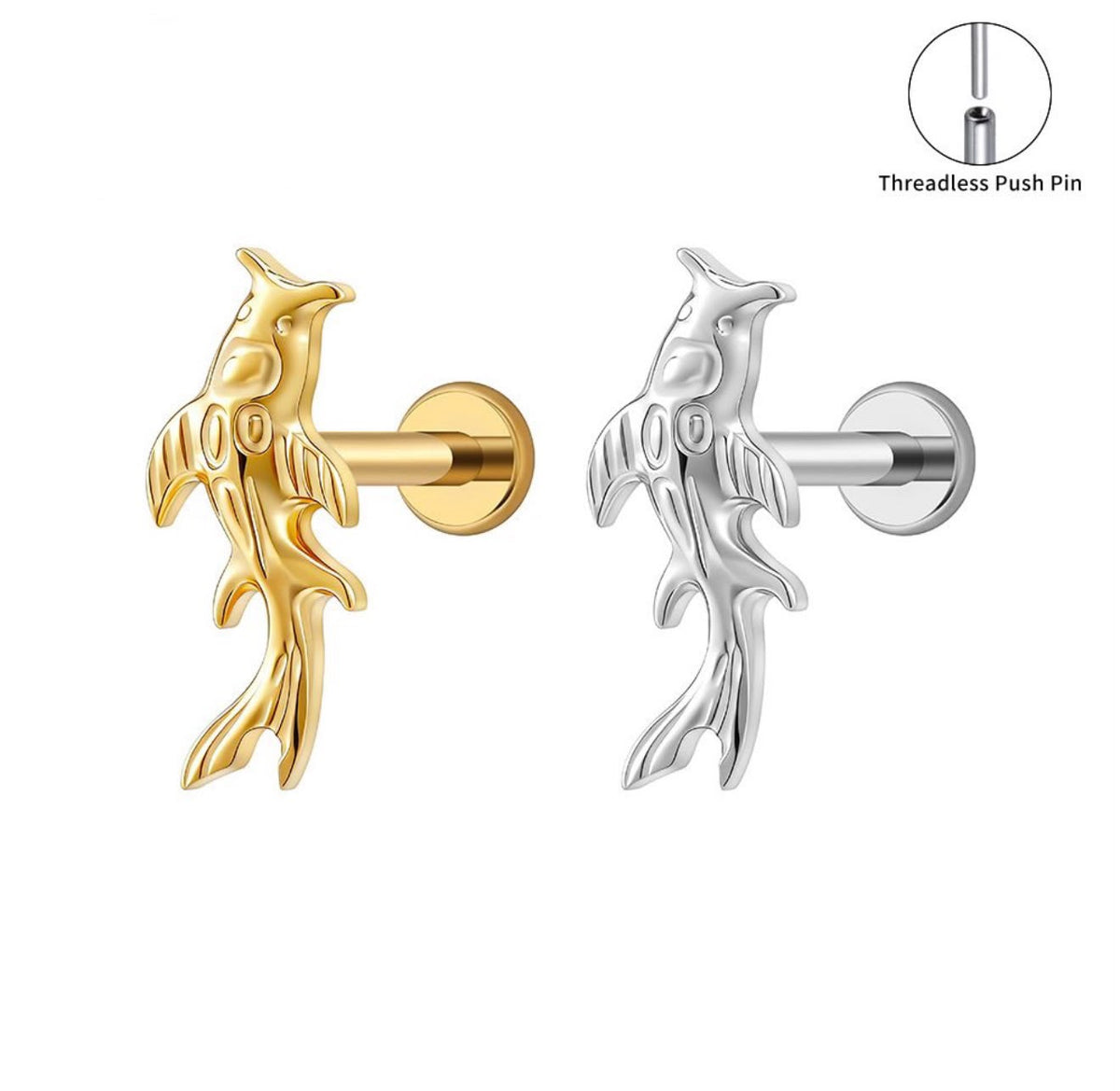 Titanium Shark Shadow Earring
