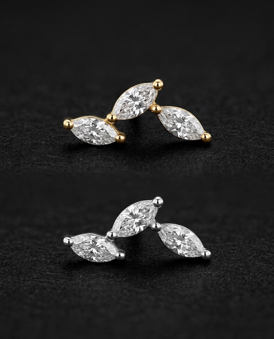 Élodie Marquise Trio 18K Solid Gold Earring