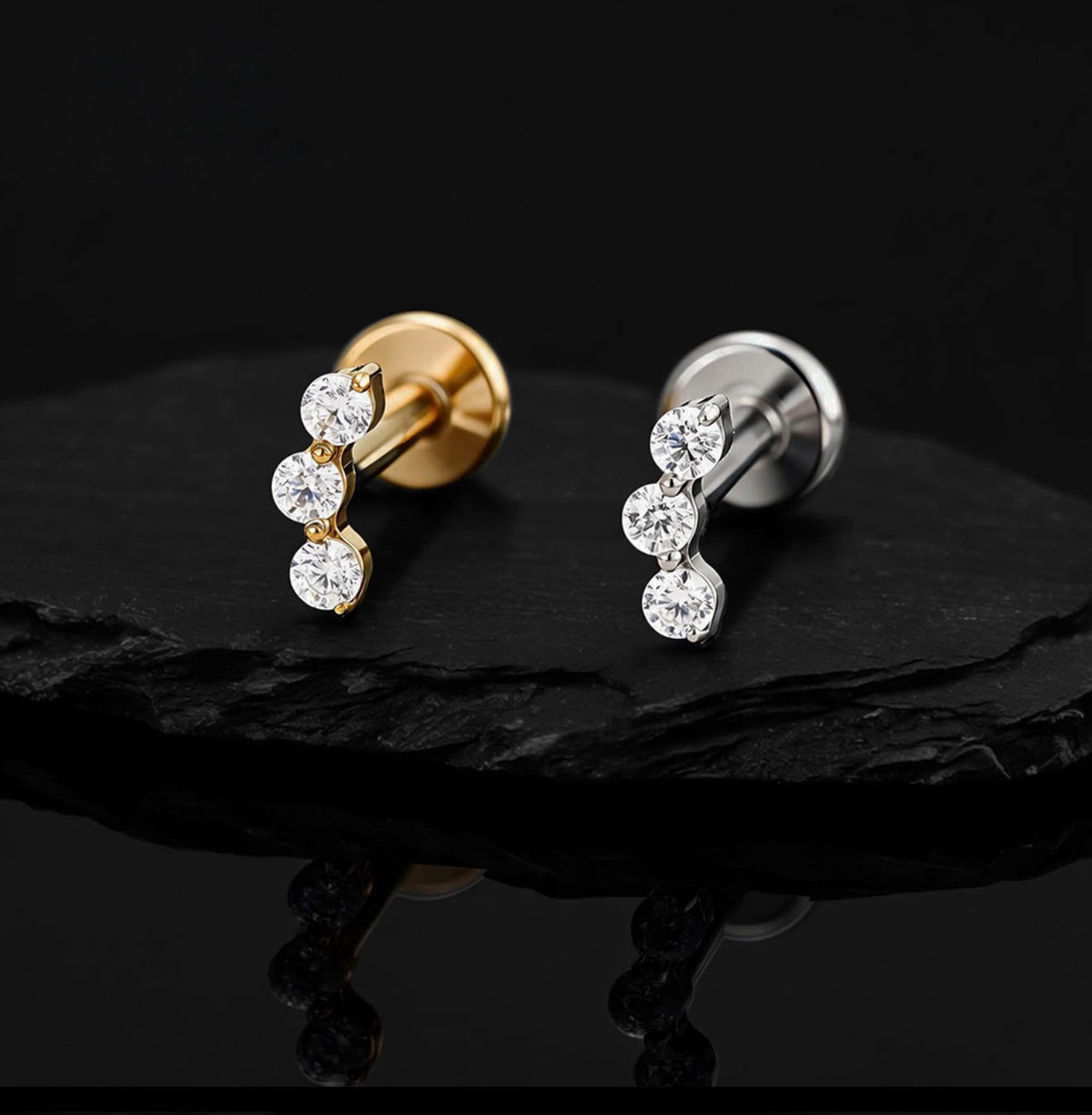 Titanium Tiny Luminous Trio Earring