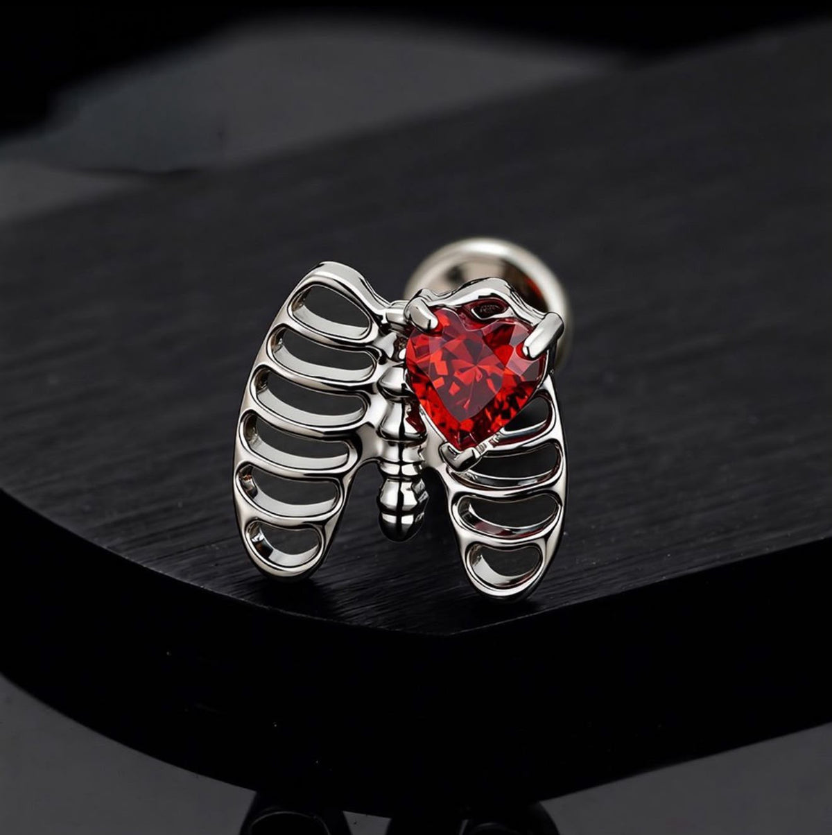 Titanium Skeletal Embrace Earring