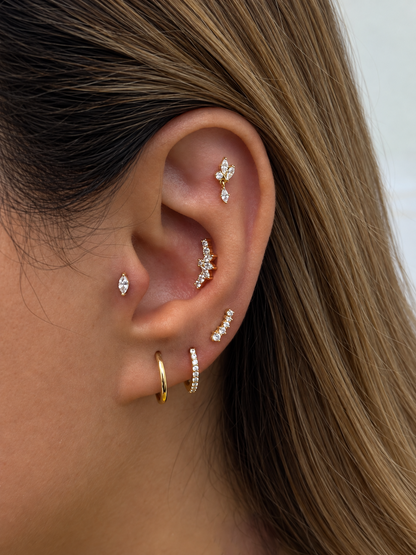 Imperial Tiara 18K Solid Gold Earring