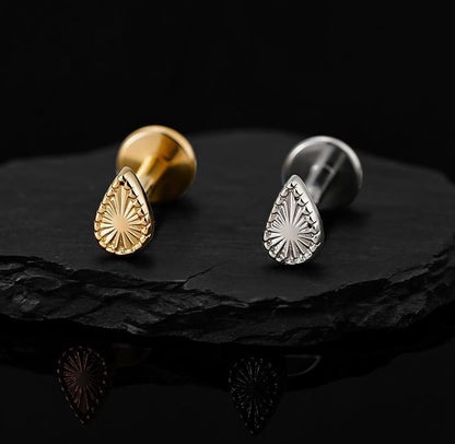Titanium Sunburst Pear Earring