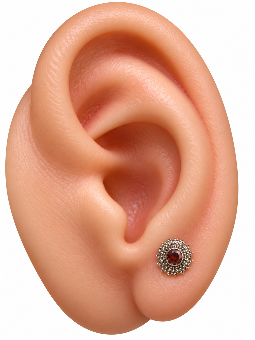 Sacred Ruby Titanium Earring