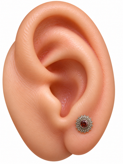 Sacred Ruby Titanium Earring