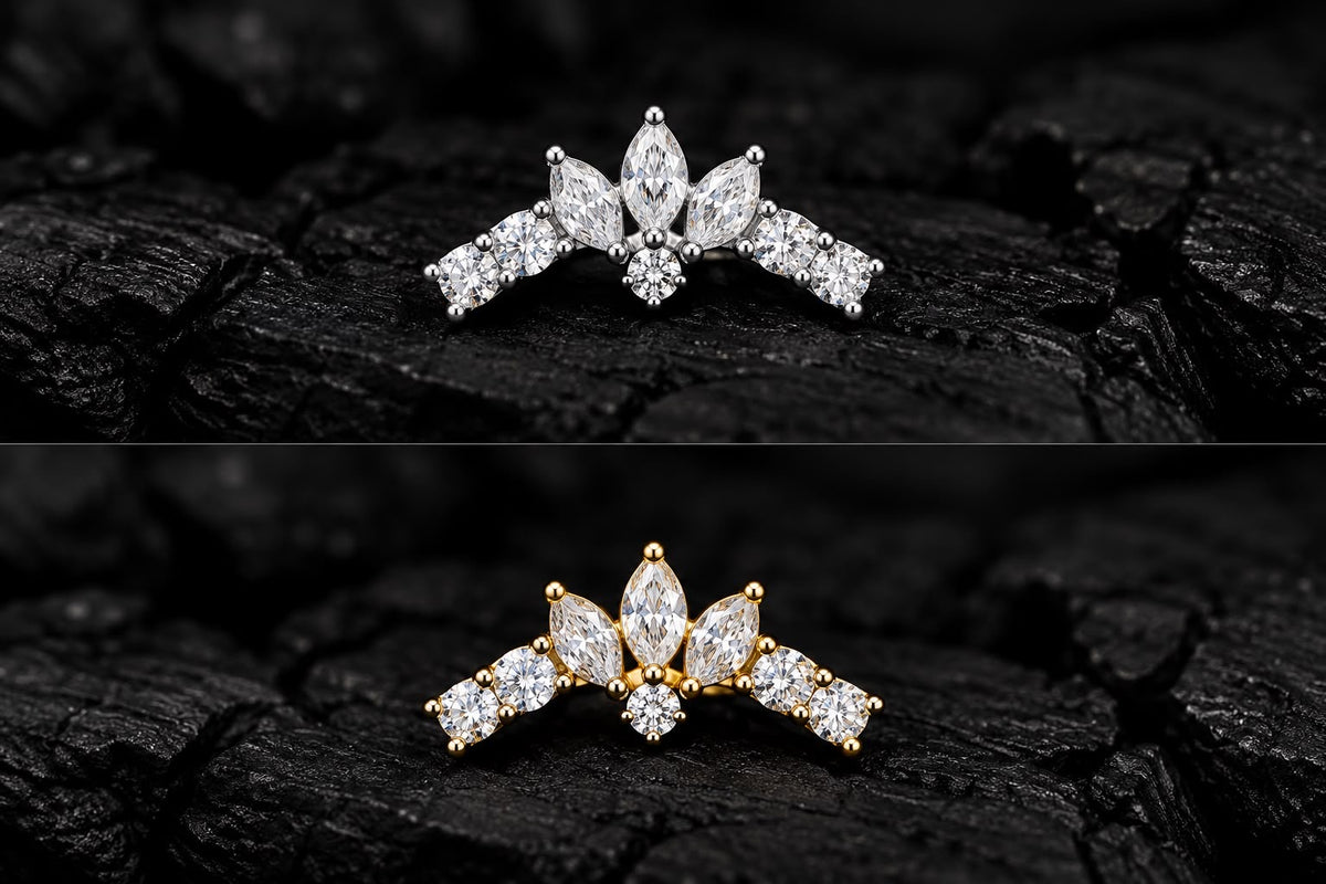 Imperial Tiara 18K Solid Gold Earring