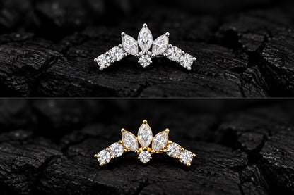 Imperial Tiara 18K Solid Gold Earring