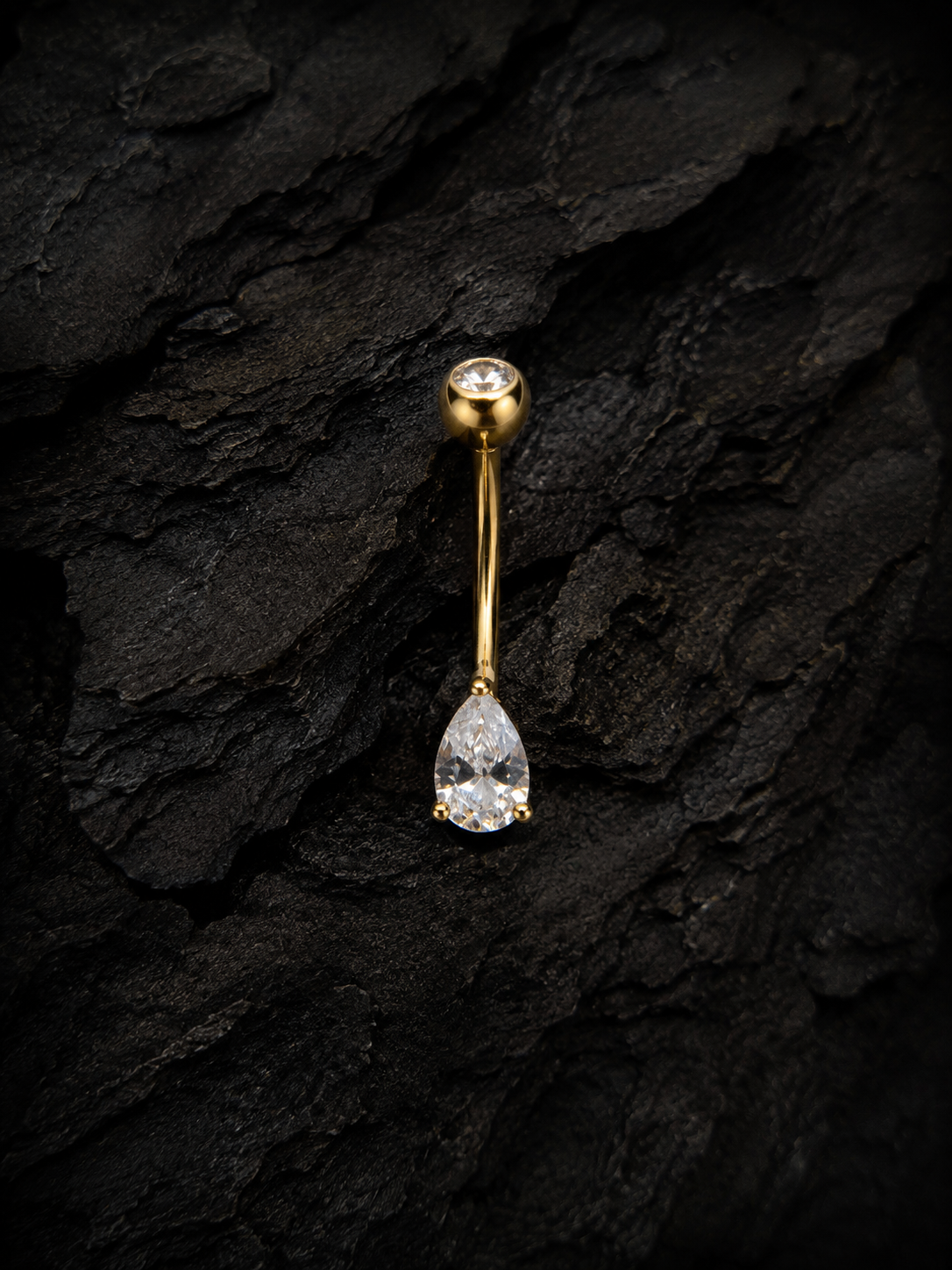 18K Solid Gold Tiny Pear Belly Piercing
