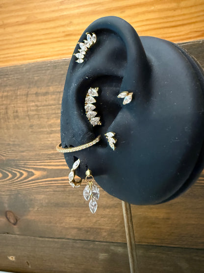 Diamond Gold Teardrops Earring