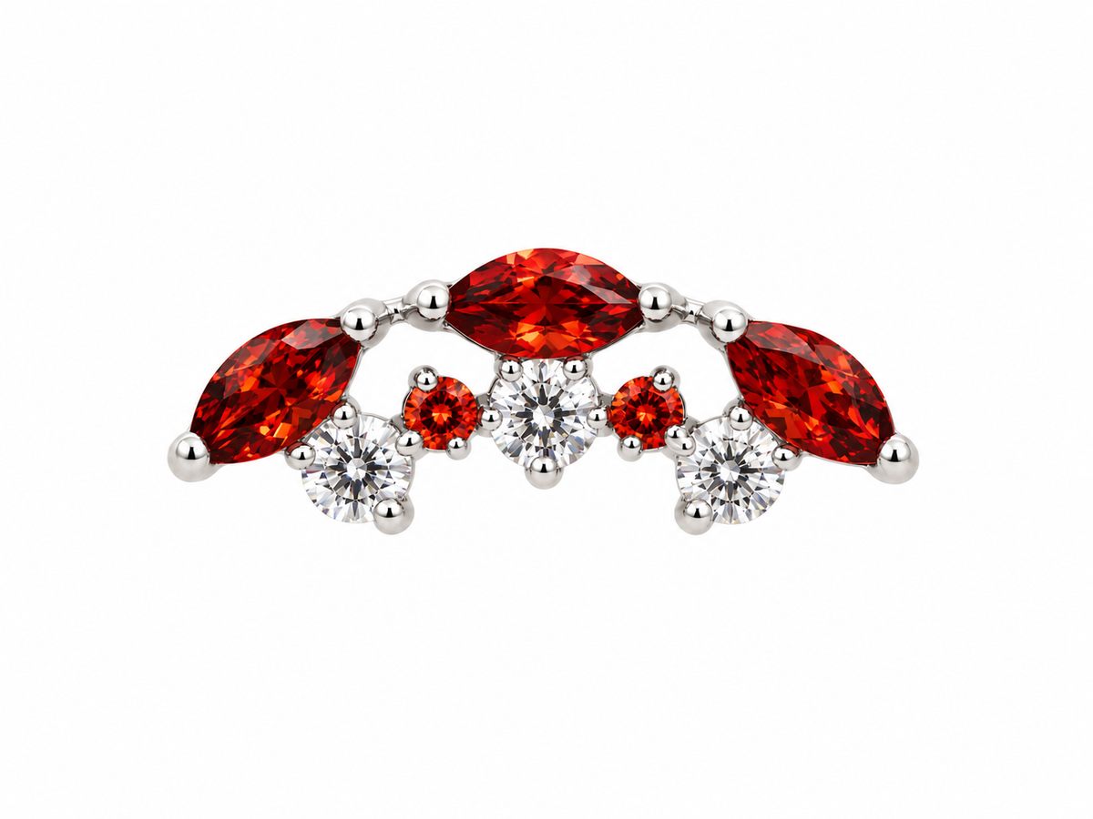 Ruby Red Cluster Titanium Earring