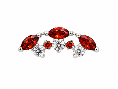 Ruby Red Cluster Titanium Earring