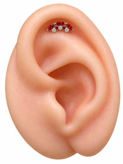Ruby Red Cluster Titanium Earring