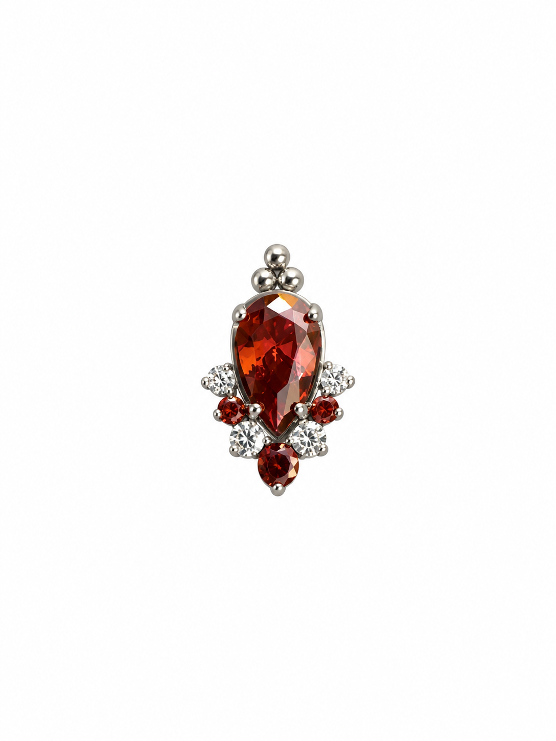 Ruby Teardrop Titanium Earring