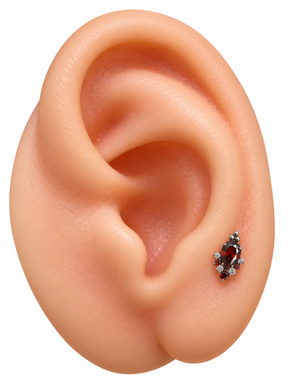 Ruby Teardrop Titanium Earring