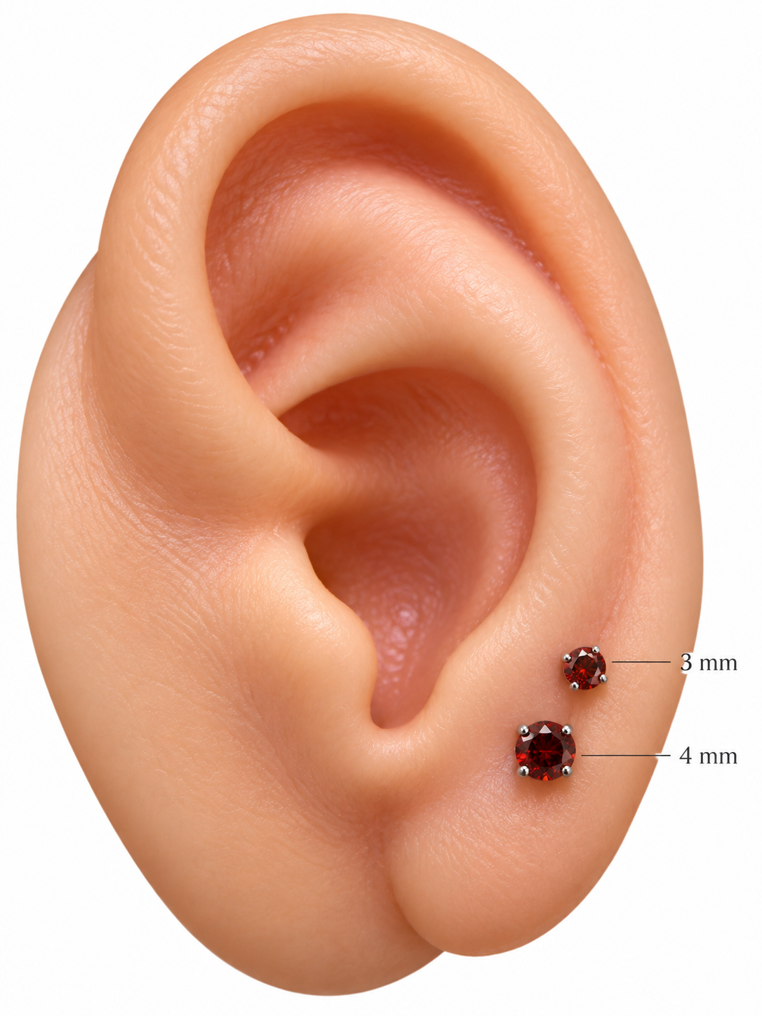 Ruby Red Titanium Studs