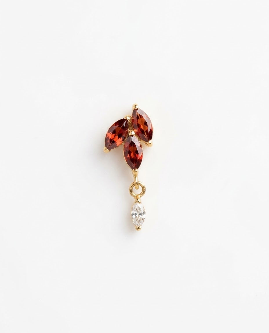 Dangling Ruby Titanium Earring
