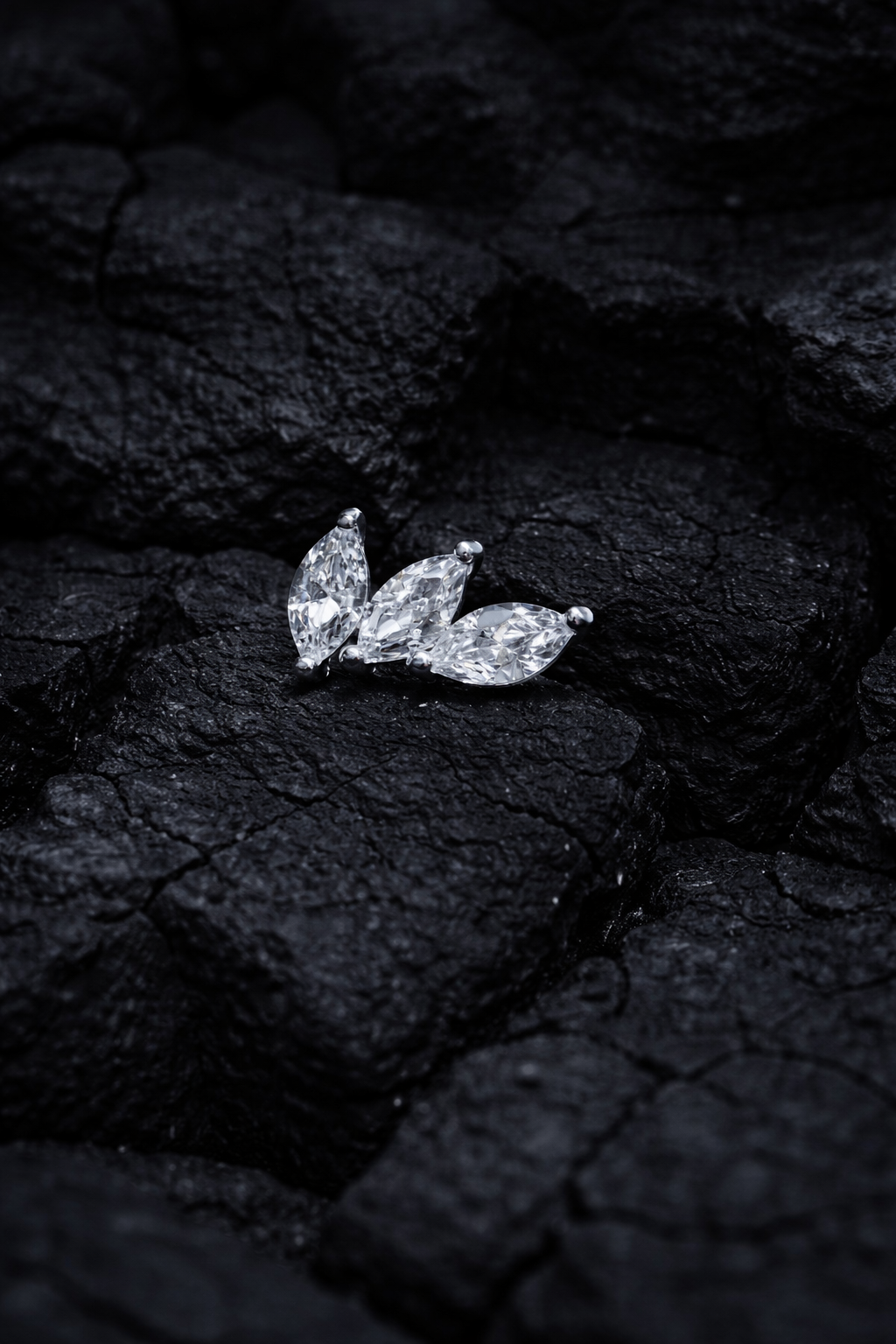 White Gold Tiny Marquise Trio