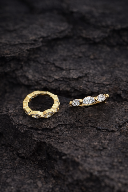 Golden Marquise Huggie