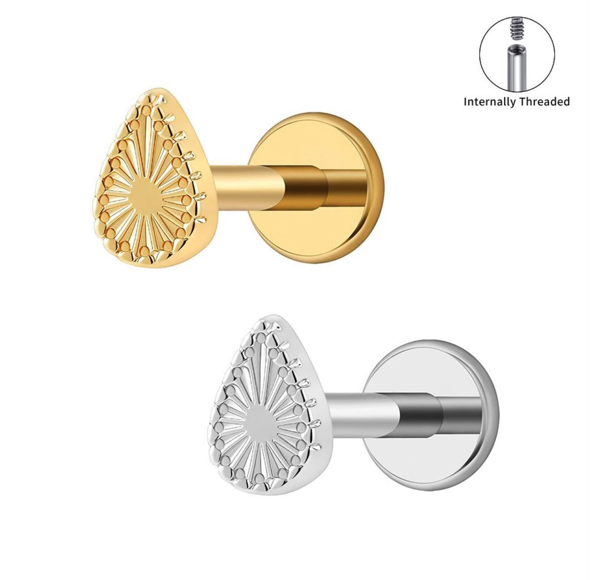 Titanium Sunburst Pear Earring