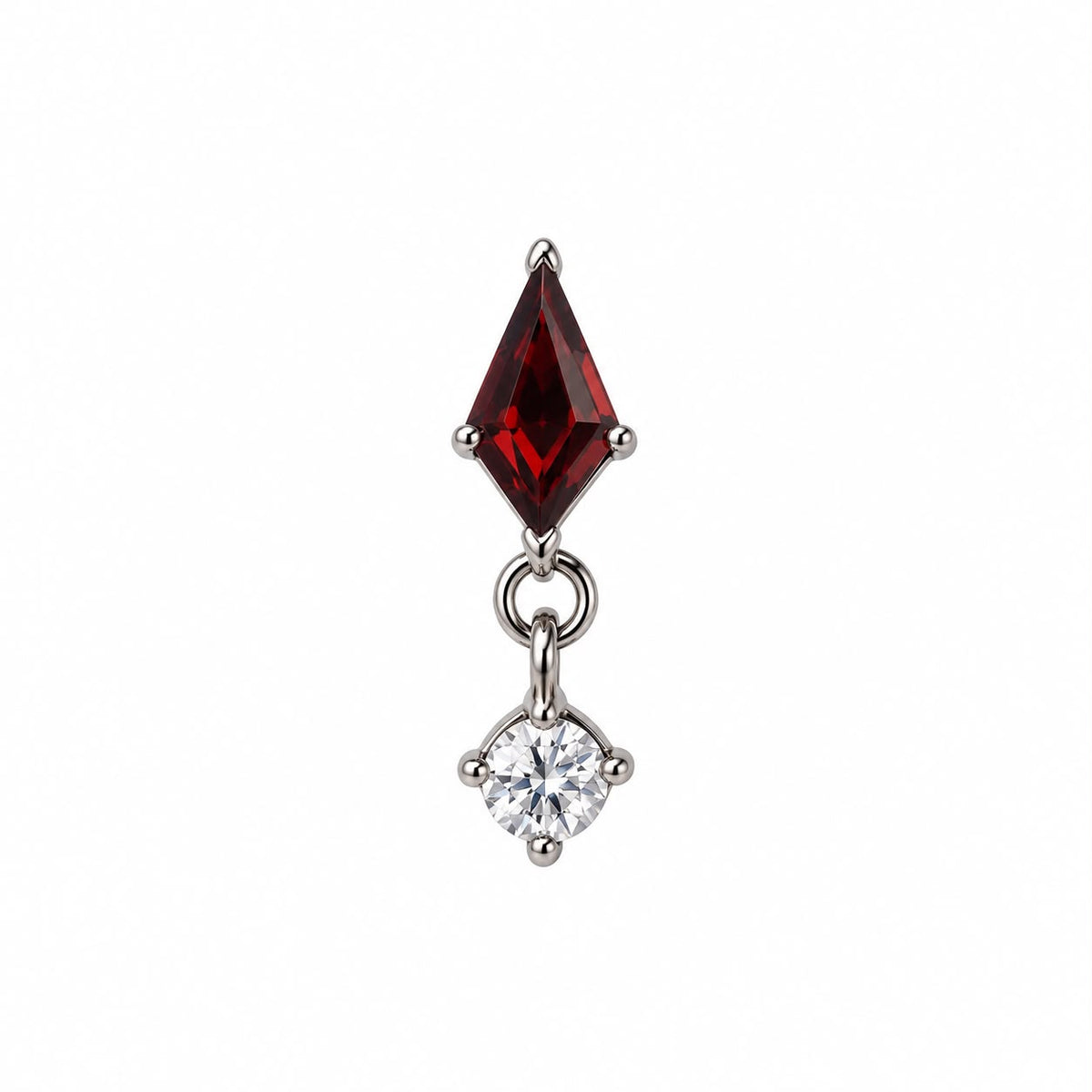 Titanium Scarlet Rhombus Drop Earring