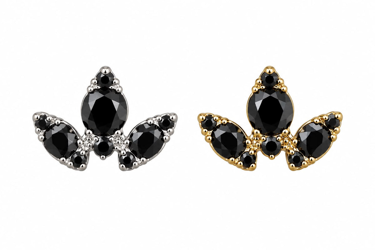 Titanium Imperial Black Tiara Earring